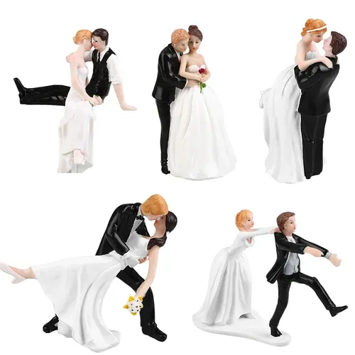 Romantische Braut Bräutigam Puppen Hochzeits dekoration liefert Kuchen Topper Puppen Harz heiraten