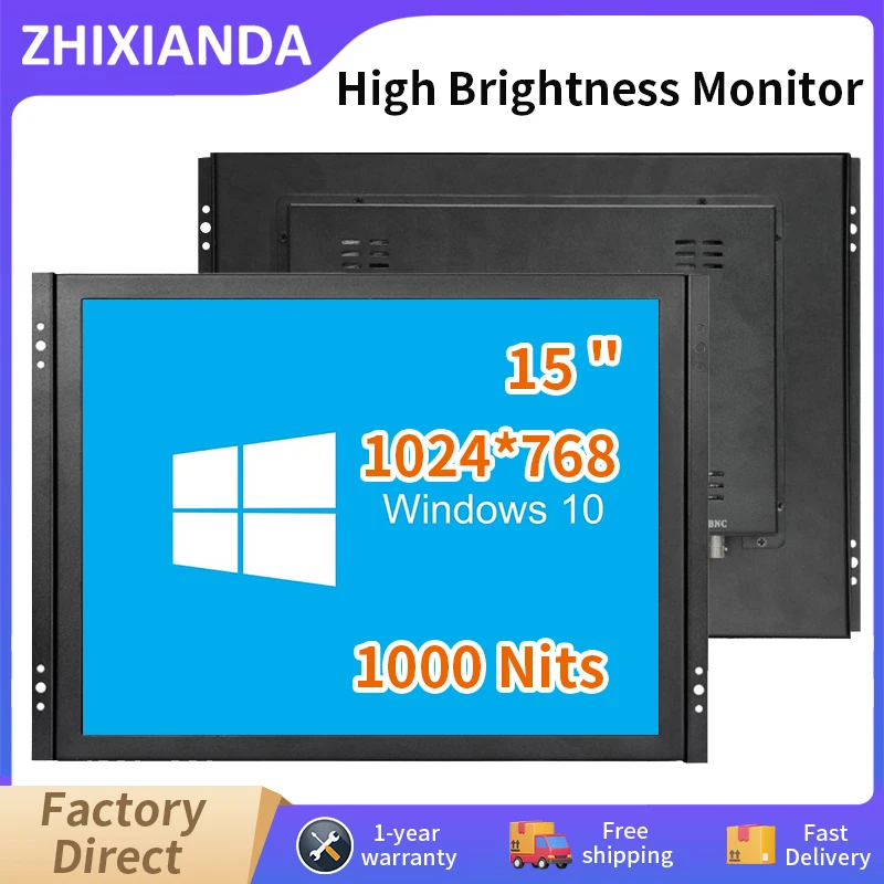 15-Zoll-Touchscreen-Open-Frame-Monitor 120-500 Nits Industrie display mit hoher Helligkeit und Image