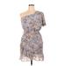 ASTR The Label Casual Dress - Mini Open Neckline Short sleeves: Gray Floral Dresses - New - Women's Size X-Large