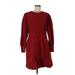 Boden Casual Dress - A-Line Crew Neck 3/4 sleeves: Burgundy Solid Dresses - Women's Size 10