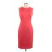 Calvin Klein Cocktail Dress - Sheath Crew Neck Sleeveless: Red Solid Dresses - Women's Size 10