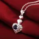 Hot charm 925 Sterling Silver noble blue crystal heart Pendant Necklace For Women Fashion wedding