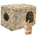 Foldable Woven Rabbit Cages Pets Hamster Guinea Pig Bunny Grass Chew Toy Mat House Bed Nests for