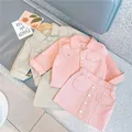 Girls' Solid Color Denim Jacket + Short Skirt Two-piece Suit Toddler Girl Fall Clothes 2022 Kids