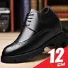 Men's Cowhide Elevator Men's Shoes Increased 12cm Business Formal Wear Leather Shoes Increased Brock