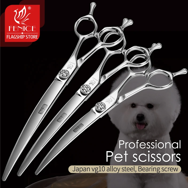 Fenice JP VG10 Stahl 6.5/7/7,5 inch Gebogene Klinge Haustier Hund Pflege Schere Schere Lager Schraube Pet schere Hunde Produkte Image