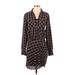 Veronica Beard Casual Dress - Shirtdress: Burgundy Plaid Dresses - Women's Size 2