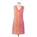 Casual Dress - Shift V Neck Sleeveless: Orange Dresses - Women's Size Medium