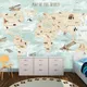 Custom Cartoon Animal World Map Background Wall 3D Wallpaper Living Room Bedroom Children Decoration