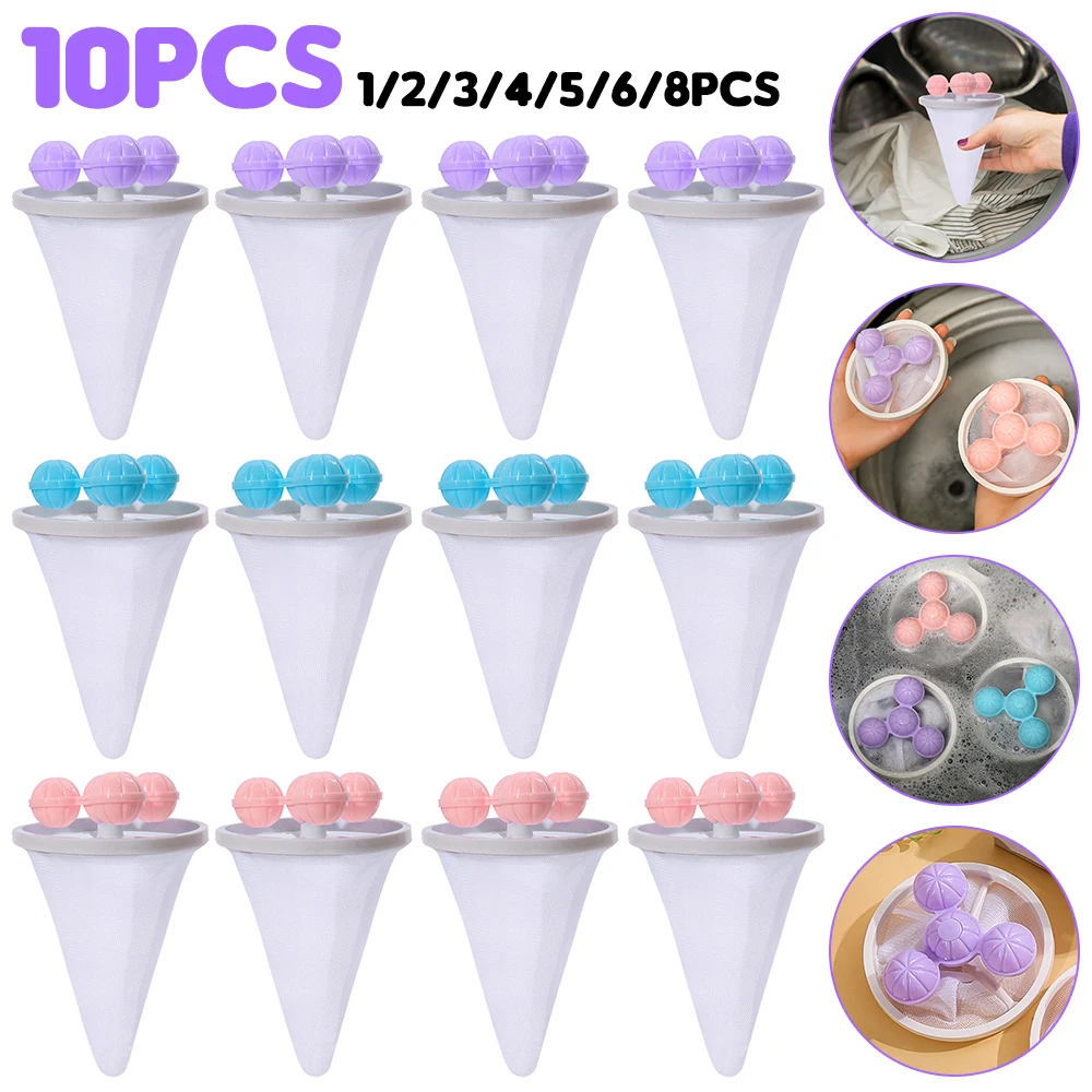 1-10 Stück Waschmaschine Filternetz schwimmende Flusen Filter Mesh Beutel wieder verwendbare Tierhaar fänger Entferner Wäsche Reinigungs werkzeug Image