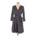 INC International Concepts Casual Dress - Shirtdress: Blue Chevron Dresses - Women's Size Large