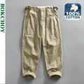 2024 primavera New Vintage Cargo 100% pantaloni in cotone per uomo pantaloni Casual con cerniera