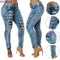 2024 pantaloni di Jeans strappati blu Casual da donna Jeans Sexy a vita alta a matita Jeans lunghi