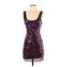 Material Girl Cocktail Dress - Party Scoop Neck Sleeveless: Purple Solid Dresses - New - Women's Size 5