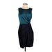 Halston Heritage Casual Dress - Sheath: Teal Ombre Dresses - Women's Size 4