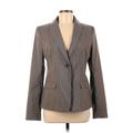 Ann Taylor Factory Blazer Jacket: Below Hip Gray Stripes Jackets & Outerwear - Women's Size 8