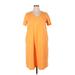 Woman Within Casual Dress - Shift V Neck Short sleeves: Orange Print Dresses - Women's Size 14
