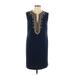 Tory Burch Casual Dress - Sheath: Blue Solid Dresses - Women's Size 10