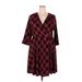 Torrid Casual Dress - A-Line V Neck 3/4 sleeves: Red Plaid Dresses - Women's Size 2X Plus