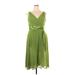 Evan Picone Casual Dress - Party V Neck Sleeveless: Green Print Dresses - Women's Size 16