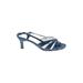 David Tate Heels: Blue Print Shoes - Women's Size 8 - Open Toe