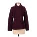 Lands' End Blazer Jacket: Below Hip Burgundy Solid Jackets & Outerwear - Women's Size 2