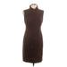 Tommy Hilfiger Casual Dress - Sheath High Neck Sleeveless: Brown Print Dresses - Women's Size 12