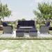 Red Barrel Studio® 6-Set Outdoor Gray PE Wicker Furniture Wide Seat Conversation Couch Set in Blue | Wayfair 2D174EB380E446DBB98DE3038B0D3BF3