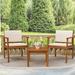 Winston Porter Patio Chairs 3 Piece Acacia Patio Furniture w/ Coffee Table & Cushions Outdoor Conversation Set Balcony Chairs For Porch, Deck | Wayfair