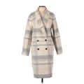 Ann Taylor Coat: Mid-Length Gray Print Jackets & Outerwear - Women's Size X-Small