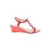 Kate Spade New York Wedges: Red Print Shoes - Women's Size 8 1/2 - Open Toe