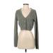 Divided by H&M Cardigan Sweater: Green Color Block Sweaters & Sweatshirts - Women's Size Small