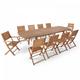 Gartentisch aus Aluminium und 8 Stühle und 2 Sessel aus Holz - Holz