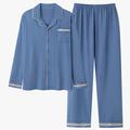 Men's Loungewear Pajama Set Pajama Top and Pant 1 set Letter Stylish Casual Comfort Home Daily Bed Polyester Comfort Lapel Long Sleeve Fall Spring Black Blue