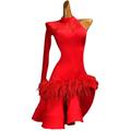 Dance Salsa Latin Dance Ballroom Dance Latin Salsa Dance Dress Feathers Rhinestone Women's Girls' Training Performance Long Sleeve