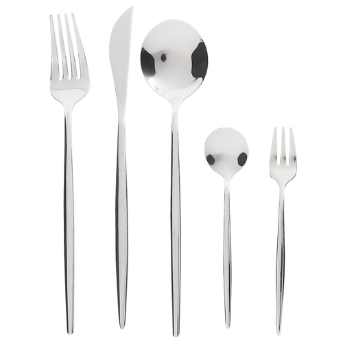 Besteck Set silber Edelstahl 30 teilig für 6 Personen Messer Löffel Gabel Teelöffel Kuchengabel Modernes Design