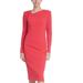 Badgley Mischka Long-Sleeved Sheath with Shoulder Knot - Red