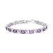 Haus of Brilliance .925 Sterling Silver 7x5mm Oval Amethyst and Diamond Accent X-Link Bracelet (H-I Color, SI1-SI2 Clarity) - Grey - 7"