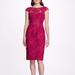 Marchesa Notte Boat Neck Fauna Cocktail Dress - Fuchsia - Red - 16