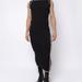 FANG Rhinestone Lace Up Square Neck Midi Dress - Black