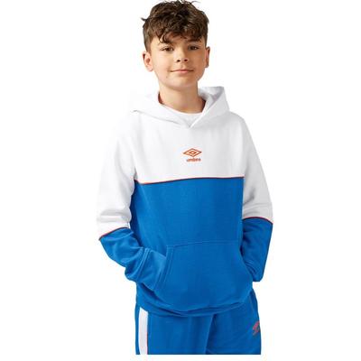 Umbro Childrens/Kids Contrast Hoodie - White/Blue - White - 11