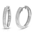 Vir Jewels 1/20 Cttw Diamond Hoop Earrings For Women, Round Lab Grown Diamond Earrings In .925 Sterling Silver, Prong Setting, 3/4" - Grey