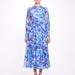 Marchesa Notte Abstract Floral Printed Chiffon Maxi Dress - Blue - 2