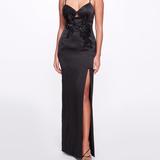 Marchesa Notte Sleeveless Beaded Stretch Charmeuse Column Gown - Black - 6
