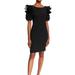 Shani Dramatic Rosette Crepe Dress - Black - 14