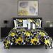 Chic Home Design Astra 9 Piece Quilt Set Contemporary Floral Design Bed In A Bag - Black - QUEEN