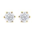 Haus of Brilliance AGS Certified 2.00 Cttw Round Brilliant-Cut Diamond 14K Yellow Gold 6-Prong-Set Solitaire Stud Earrings with Screw Backs - J-K Color, I1-I2 Clarity - Yellow