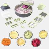 Vigor High Quality 13 In 1 Vegetable Chopper Cutter 13 In 1 Slicer Dicer Pro Onion Chopper Food Chopper With Container And Hand Guard - Bulk 3 Sets - Black