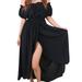 Anna-Kaci Women's White Renaissance Boho Off Shoulder Dresses - Black