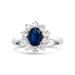 Haus of Brilliance 18K White Gold 7x5 mm Oval Cut Blue Sapphire and Round Diamond 3/4 Cttw Sunburst Halo Ring (F-G Color, VS1-VS2 Clarity) - Ring Size 6.5 - White - 6.5